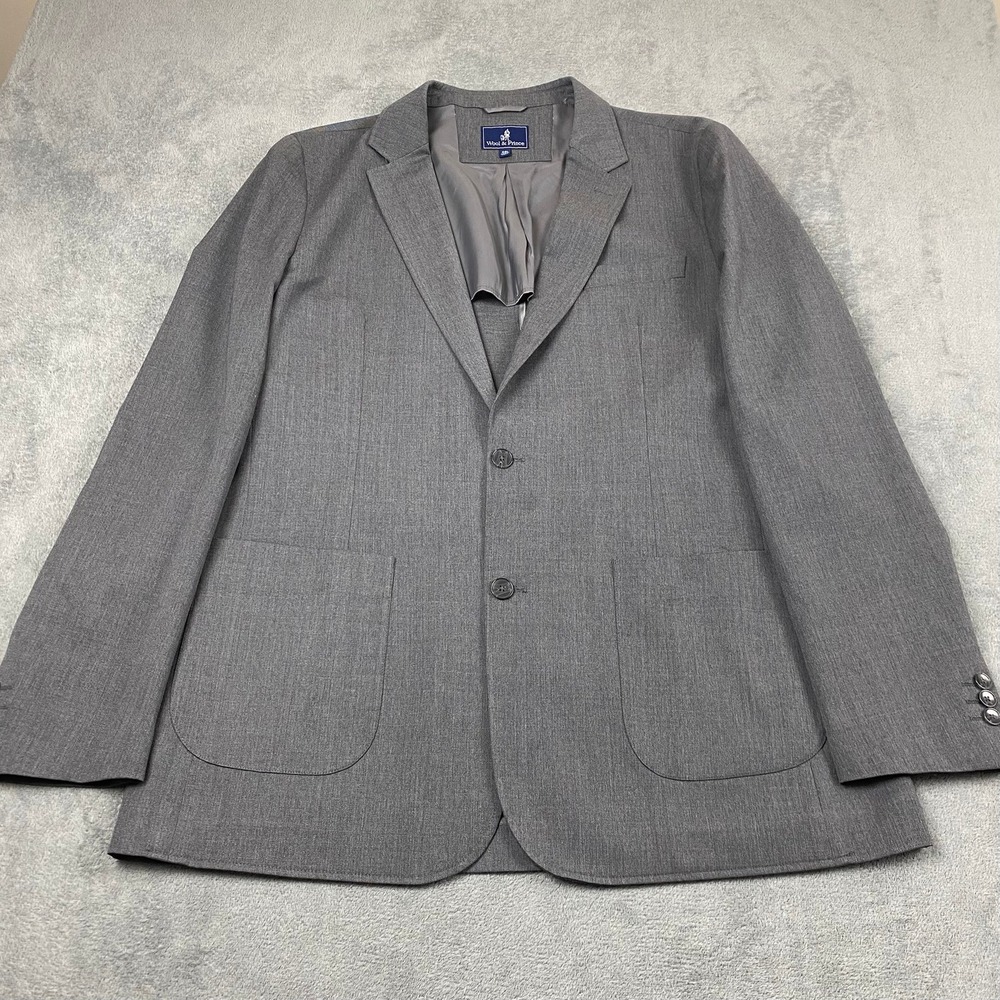 Wool & Prince Mens 46L Blazer Gray Tollegno 1900 3D Wool Unstructured Sport Coat